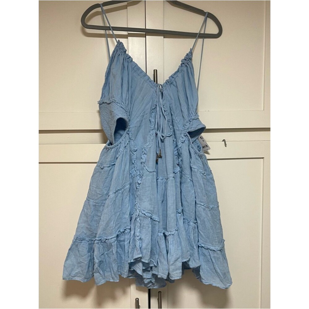 Free people Coconico Mini Dress in blue Sz L NWT - Picture 3 of 5